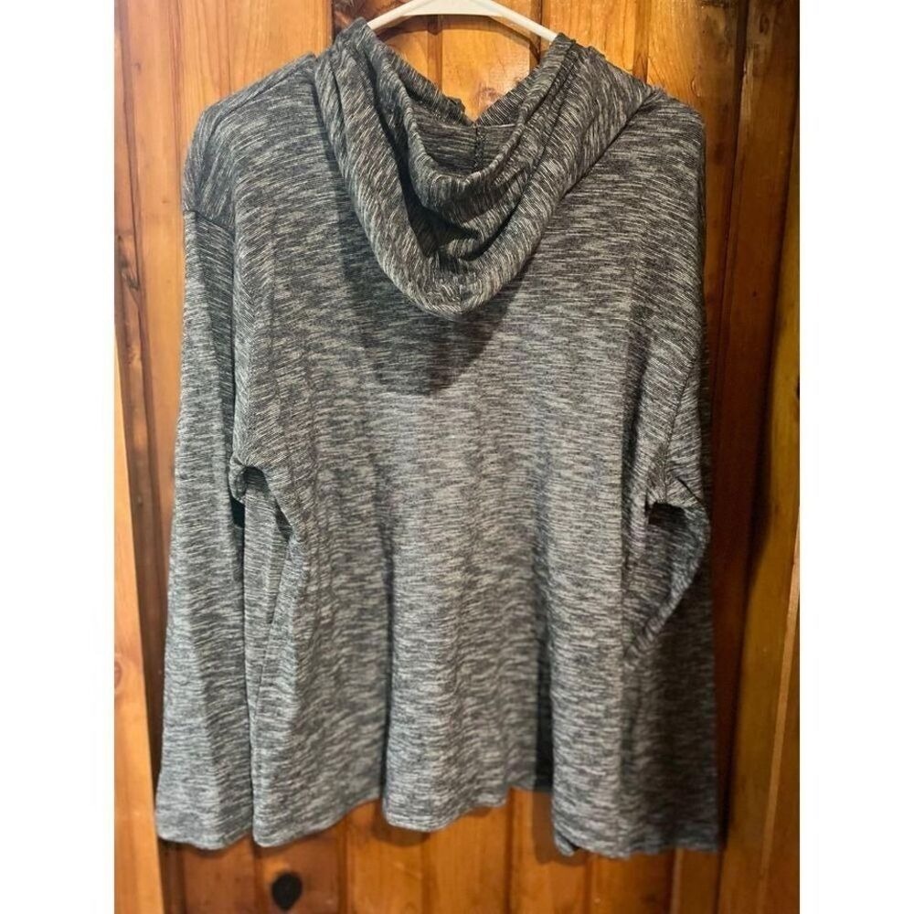Airwalk Mens Hoodie Space Dye Grey Black Lightweight Long Sleeve Pullover Large - Picture 2 of 3